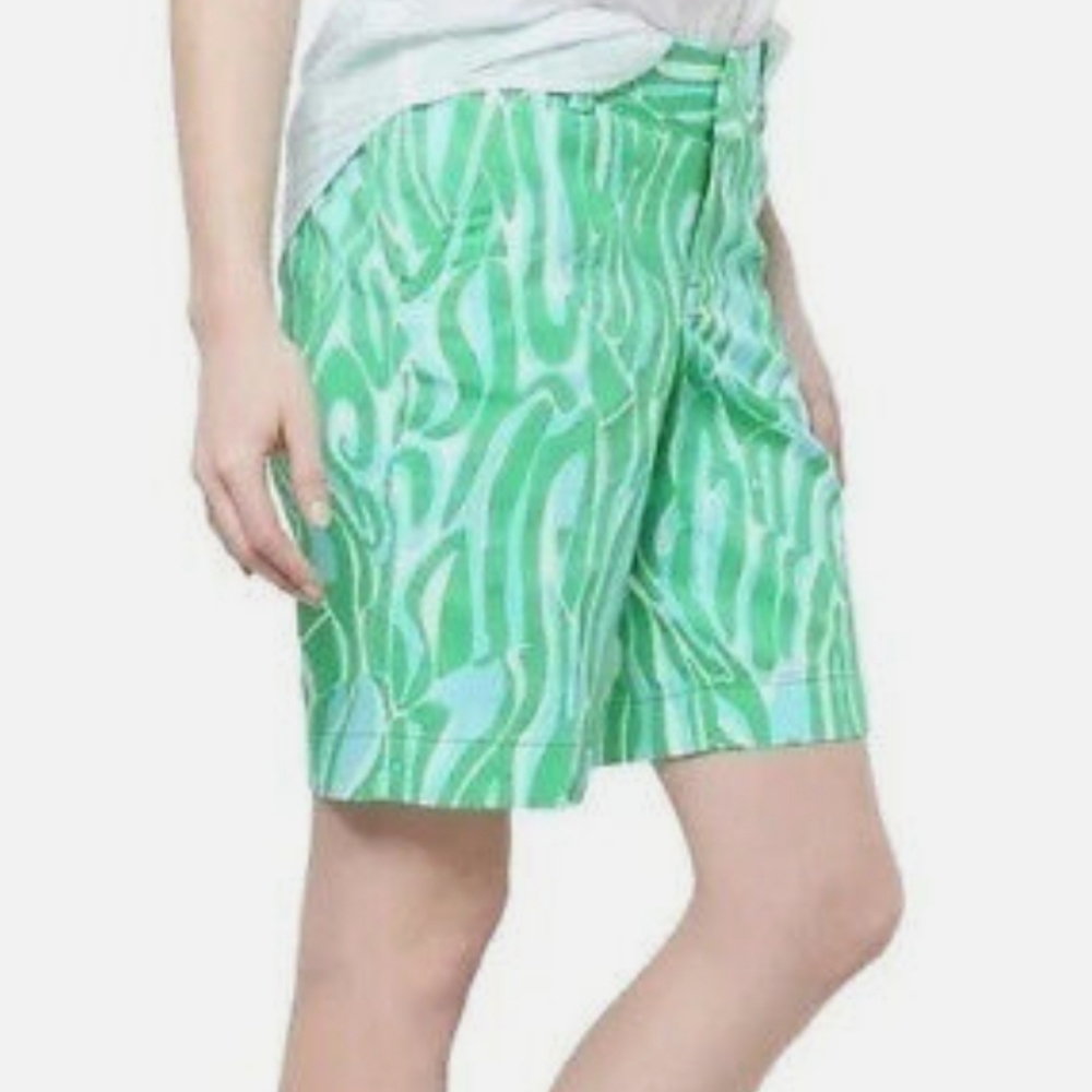 Lilly Pulitzer Chipper Bermuda Shorts Finders Keepers Blue Green Size 6
